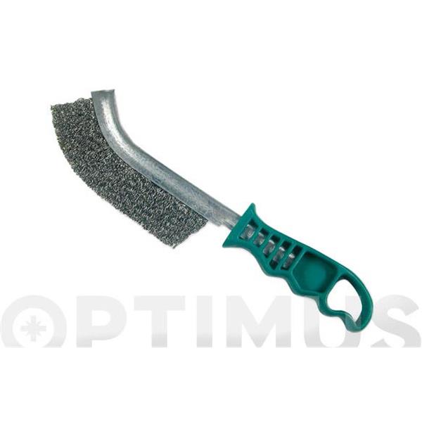 CEPILLO DE PLASTICO CON PUAS DE ACERO INOXIDABLE