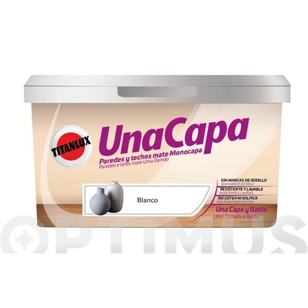 PINTURA PLASTICA MATE UNA CAPA 4L. BLANCA TITAN